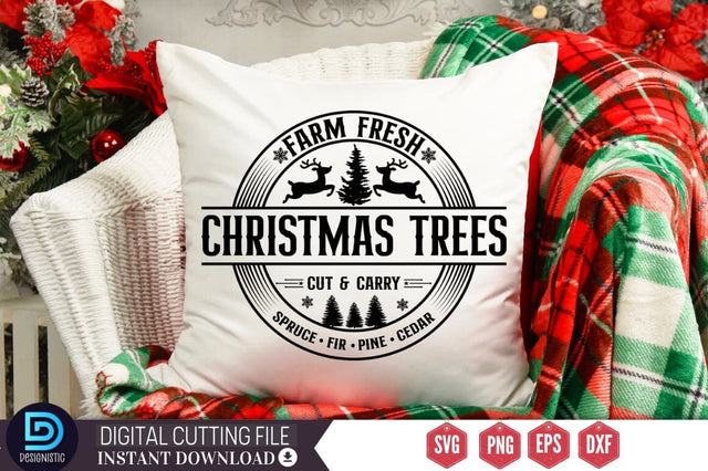 Farm fresh christmas trees cut & carry spruce fir pine cedar SVG SVG DESIGNISTIC 
