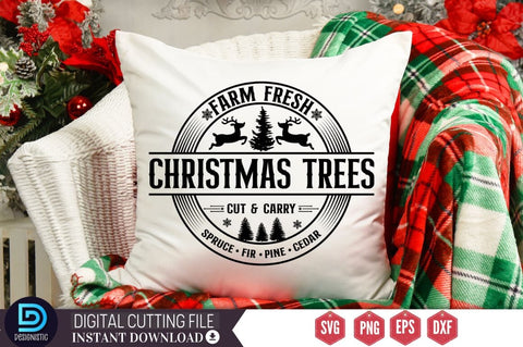 Farm fresh christmas trees cut & carry spruce fir pine cedar SVG SVG DESIGNISTIC 