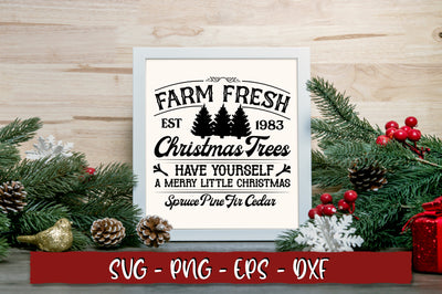 Farm fresh christmas trees est 1983 have yourself a merry little christmas spruce pine fir cedar SVG SVG Shetara Begum 