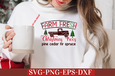 Farm fresh christmas trees pine cedar fir spruceS VG SVG DESIGNISTIC 