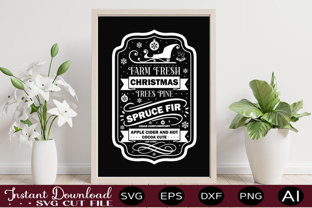 Farm Fresh Christmas Trees Pine Spruce Fir Cedar Complimentary Apple Cider And Hot Cocoa Cute And Carry svg dfesign SVG designmaster24 