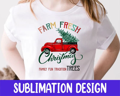 Farm Fresh Christmas Trees PNG, Christmas Design, Red Truck PNG, Christmas Truck Sublimation Design Sublimation iStyleDesign 