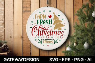 Farm Fresh Christmas Trees Round Sign Design SVG designmaster24 