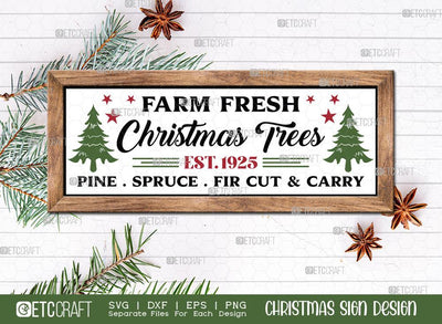 Farm Fresh Christmas Trees Sign SVG Cut File | Merry Christmas Svg | Horizontal Sign | Christmas Door Hanger | Farmhouse Decor Svg | Christmas Sign | Christmas Wood Sign Design SVG ETC Craft 