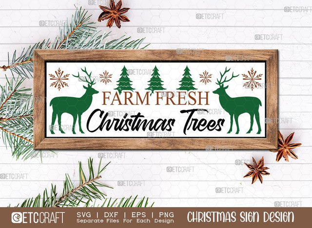 Farm Fresh Christmas Trees Sign SVG Cut File | Winter Sign Svg | Farmhouse Sign Svg | Porch Wood Sign Svg | Christmas Door Sign | Horizontal Sign Svg | Christmas Sign Svg | Christmas Wood Sign Design SVG ETC Craft 