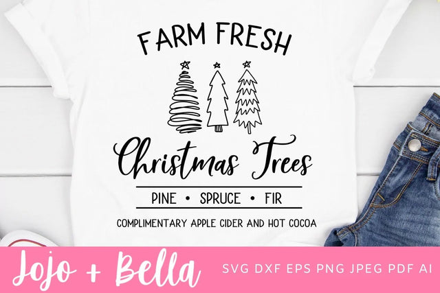 Farm Fresh Christmas Trees SVG, Christmas Sign SVG, Farmhouse Christmas SVG, Christmas Gift png, Christmas Sign DXF, Christmas Svgs, Christmas Ornament svg, Christmas Sign Svg SVG Jojo&Bella 