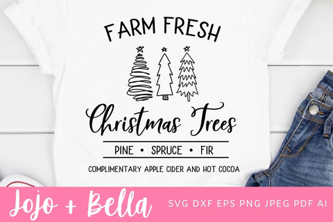Farm Fresh Christmas Trees SVG, Christmas Sign SVG, Farmhouse Christmas SVG, Christmas Gift png, Christmas Sign DXF, Christmas Svgs, Christmas Ornament svg, Christmas Sign Svg SVG Jojo&Bella 