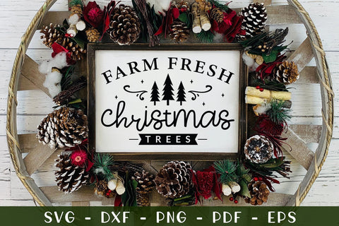 Farm Fresh Christmas Trees SVG Farmhouse Sign SVG CraftLabSVG 