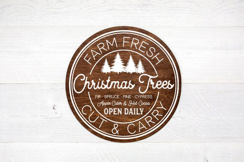 Farm Fresh Christmas Trees SVG - Holiday Decor svg, Farmhouse Sign, Christmas Decor svg, Rustic Sign svg SVG Simply Cutz 