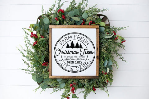 Farm Fresh Christmas Trees SVG - Holiday Decor svg, Farmhouse Sign, Christmas Decor svg, Rustic Sign svg SVG Simply Cutz 