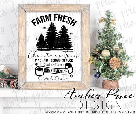 Farm Fresh Christmas trees SVG PNG DXF | Tree Farm SVG | Winter Christmas SVG Projects | Home Decor SVG Amber Price Design 