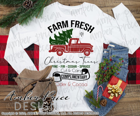 Farm Fresh Christmas trees SVG PNG DXF | Winter Christmas SVG Projects | Home Decor SVG Amber Price Design 