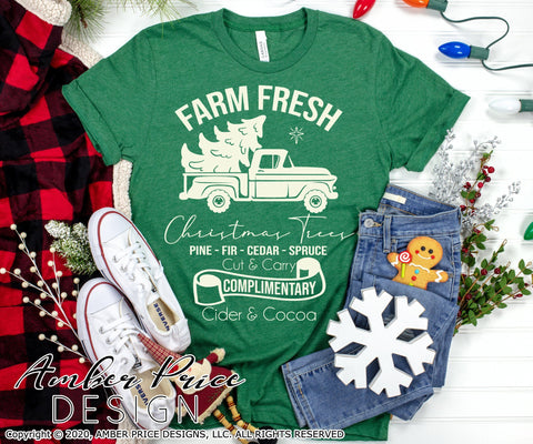 Farm Fresh Christmas trees SVG PNG DXF | Winter Christmas SVG Projects | Home Decor SVG Amber Price Design 