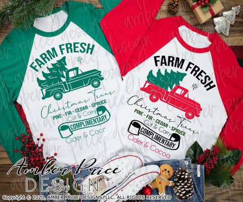 Farm Fresh Christmas trees SVG PNG DXF | Winter Christmas SVG Projects | Home Decor SVG Amber Price Design 