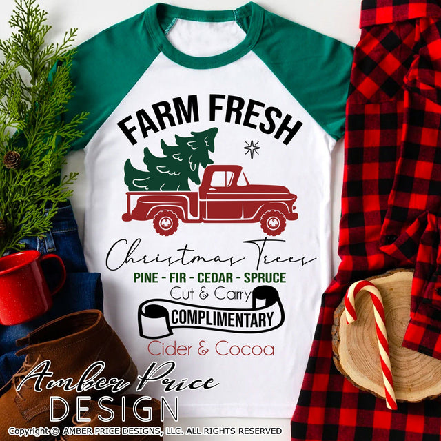 Farm Fresh Christmas trees SVG PNG DXF | Winter Christmas SVG Projects | Home Decor SVG Amber Price Design 