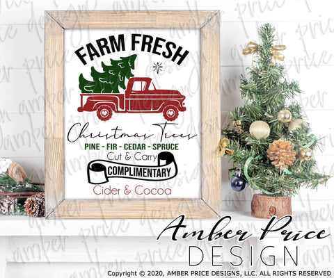 Farm Fresh Christmas trees SVG PNG DXF | Winter Christmas SVG Projects | Home Decor SVG Amber Price Design 