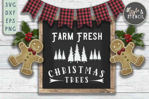 Farm Fresh Christmas Trees SVG SVG Style and Stencil 