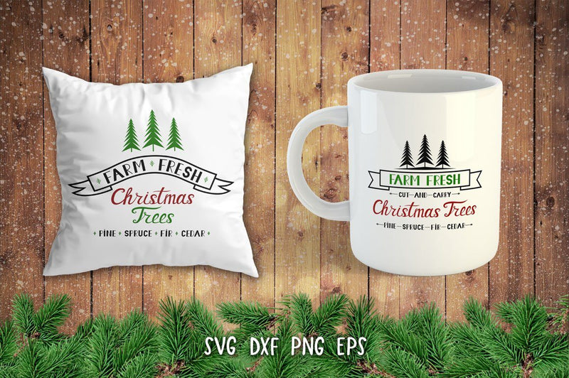 Farm Fresh Christmas Trees SVG,Christmas Ornament SVG - So Fontsy