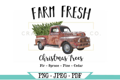 Farm Fresh Christmas Trees Vintage Red Truck Clipart File Sublimation My Sassy Gifts 