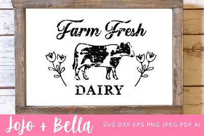 Farm Fresh Dairy SVG, Farmhouse Svg, Farmhouse Kitchen SVG, Kitchen SVG, Farmers Market Clipart, Country Kitchen Svg File SVG Jojo&Bella 