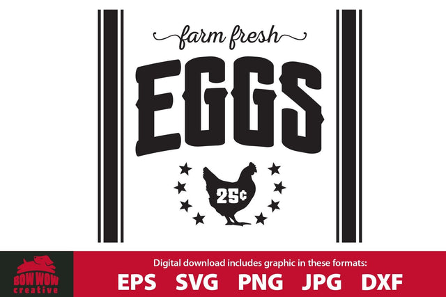 Farm Fresh Eggs - Chicken Quote SVG Cutting File & Clipart SVG Bow Wow Creative 
