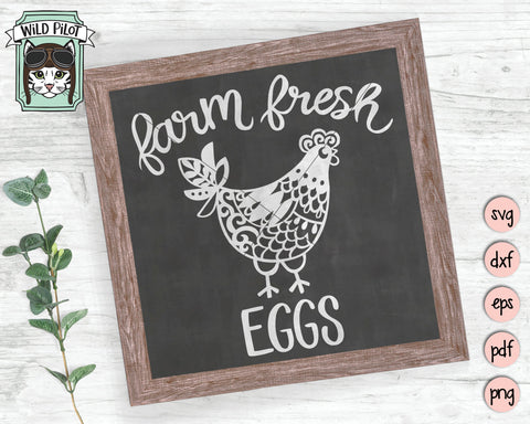 Farm Fresh Eggs Chicken SVG Cut File SVG Wild Pilot 