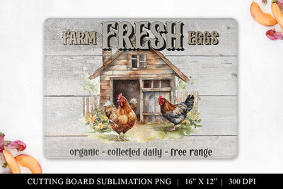 Farm Fresh Eggs Cutting Board PNG | Kitchen Sublimation File Sublimation BijouBay 