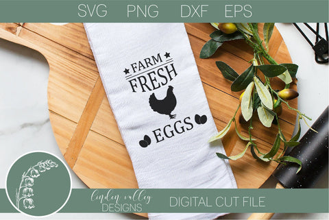 Farm Fresh Eggs Svg-Farmhouse Svg-Kitchen Quote Svg SVG Linden Valley Designs 