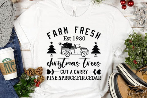 Farm Fresh Est 1980 Christmas Trees Cut A Carry Pine.spruce.fir.cedar SVG Angelina750 