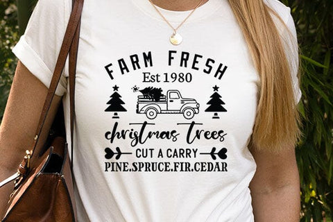 Farm Fresh Est 1980 Christmas Trees Cut A Carry Pine.spruce.fir.cedar SVG Angelina750 