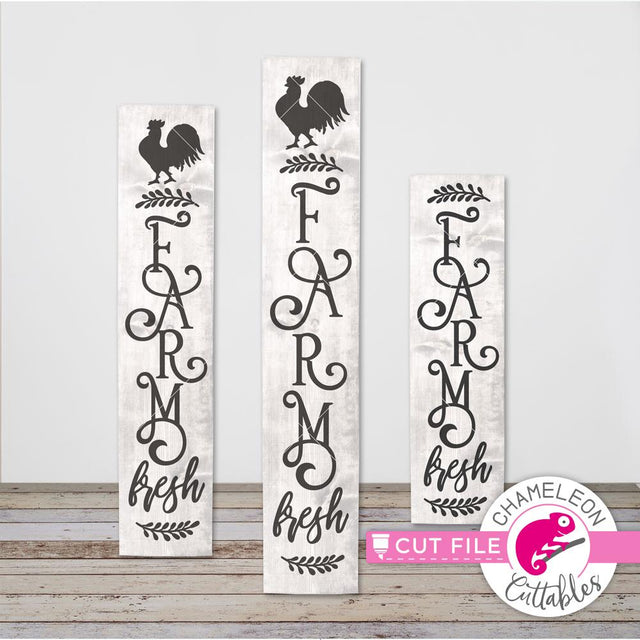 Farm Fresh Farmhouse Porch Sign File - vertical SVG file for long door sign (3 sizes) SVG Chameleon Cuttables 