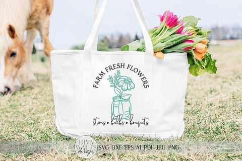 Farm Fresh Flowers SVG | Farmhouse Spring Sign Design | dxf and more SVG Diva Watts Designs 