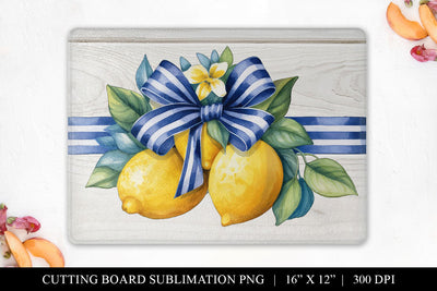 Farm Fresh Lemons Sublimation Cutting Board Design PNG Sublimation BijouBay 
