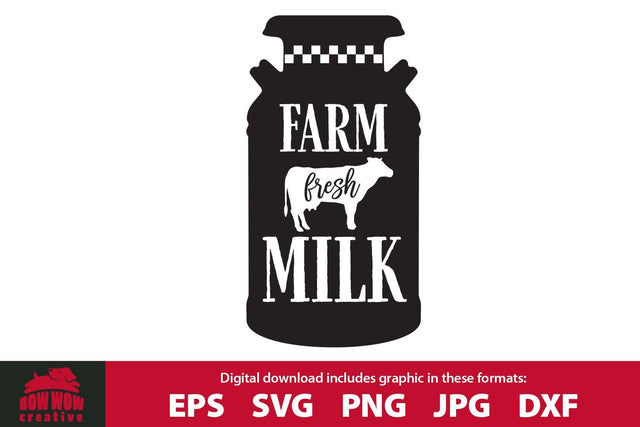 Farm Fresh Milk Can - Farm Quote SVG Cutting File & Clipart SVG Bow Wow Creative 