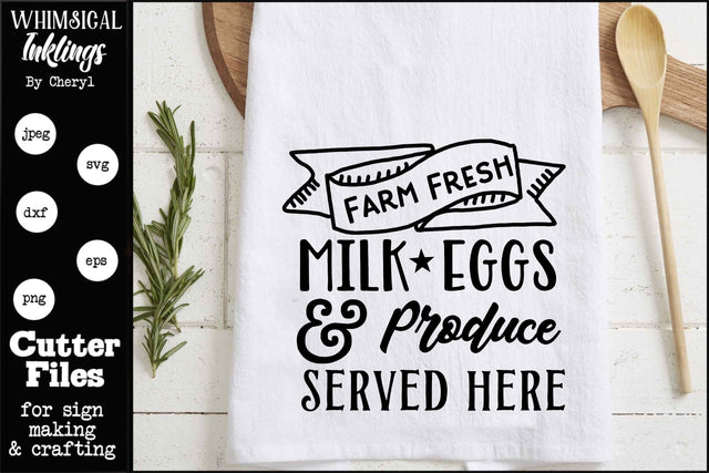Farm Fresh Milk Eggs and Produce SVG SVG Whimsical Inklings 