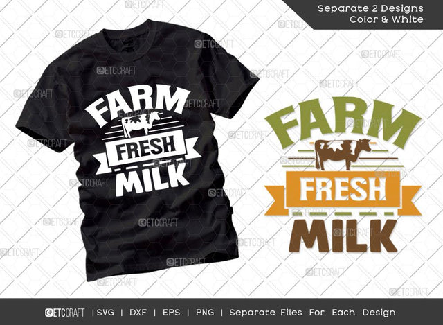 Farm Fresh Milk SVG Cut File | Farm Svg | Farmer Svg | Farmhouse Svg | Poultry Farm Svg | Dxf | Eps | Png | Tshirt Design SVG ETC Craft 