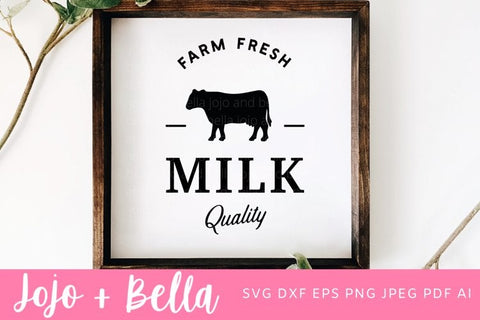 Farm Fresh Milk SVG, Farm Fresh SVG, Fresh Milk SVG, Farm svg, Farmhouse SVG, Farm Fresh Milk, Rustic Sign File, Cow SVG SVG Jojo&Bella 