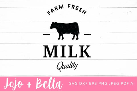 Farm Fresh Milk SVG, Farm Fresh SVG, Fresh Milk SVG, Farm svg, Farmhouse SVG, Farm Fresh Milk, Rustic Sign File, Cow SVG SVG Jojo&Bella 