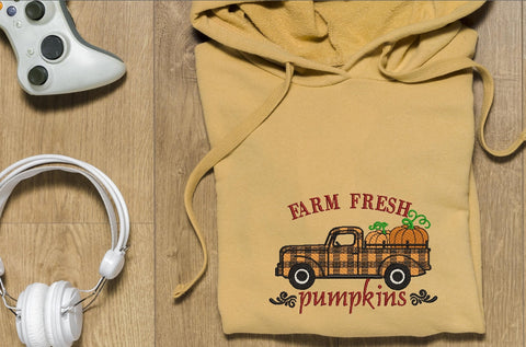 Farm Fresh Pumpkins embroidery design, Autumn truck embroidery, thanksgiving day embroidery design, 5 sizes, instant download. Embroidery/Applique DESIGNS ArtEMByNatalia 