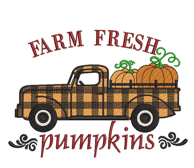 Farm Fresh Pumpkins embroidery design, Autumn truck embroidery, thanksgiving day embroidery design, 5 sizes, instant download. Embroidery/Applique DESIGNS ArtEMByNatalia 