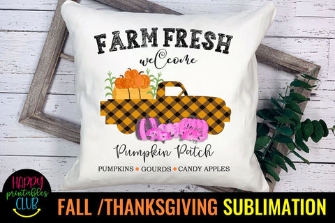 Farm Fresh Pumpkins-Fall Thanksgiving Sublimation Design Sublimation Happy Printables Club 
