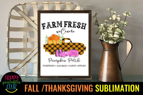 Farm Fresh Pumpkins-Fall Thanksgiving Sublimation Design Sublimation Happy Printables Club 