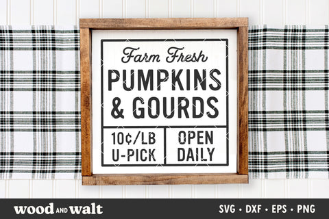 Farm Fresh Pumpkins & Gourds SVG | Fall Sign SVG SVG Wood And Walt 