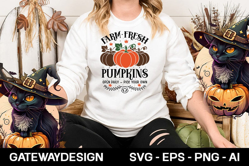 Farm Fresh Pumpkins Open Daily - Pick Your Own svg design SVG designmaster24 