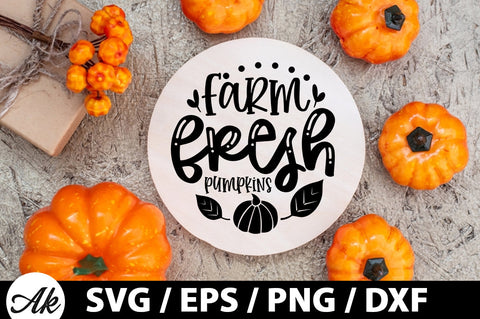 Farm fresh pumpkins Round Sign SVG akazaddesign 