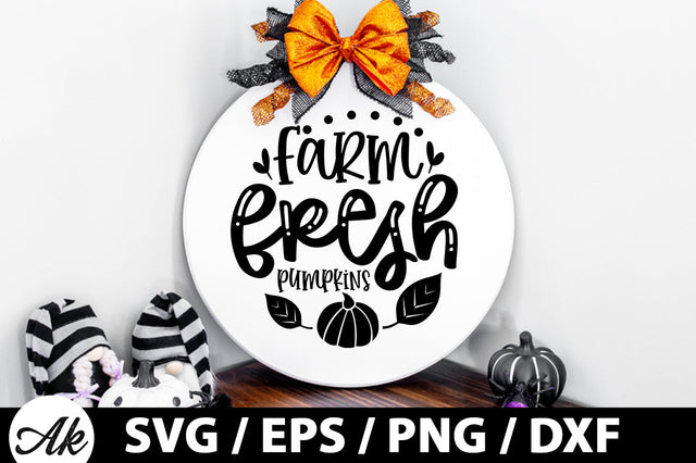Farm fresh pumpkins Round Sign SVG akazaddesign 