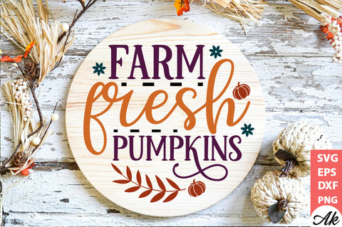 Farm fresh pumpkins Round Sign SVG akazaddesign 