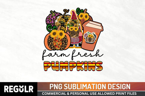 Farm fresh pumpkins Sublimation PNG, Vintage Autumn Sublimation Design Sublimation Regulrcrative 