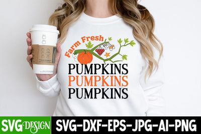 Farm Fresh Pumpkins SVG Cut File, Farm Fresh Pumpkins Sublimation PNG, Hello Fall SVG Quotes, Fall Farmhouse SVG Cut File , Fall Farmhouse SVG Quotes , Fall SVG Cut File, Autumn SVG Cut File SVG BlackCatsMedia 