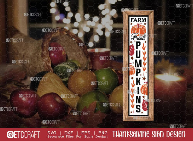 Farm Fresh Pumpkins SVG Cut File | Thanksgiving Sign Svg | Fall Decor Svg | Porch Sign Svg | Farmhouse Fall Sign | Thanksgiving door hanger Svg | Thanksgiving Wood Sign SVG ETC Craft 